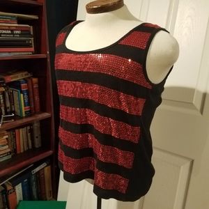 BISOU BISOU black/red sequin tank Size L